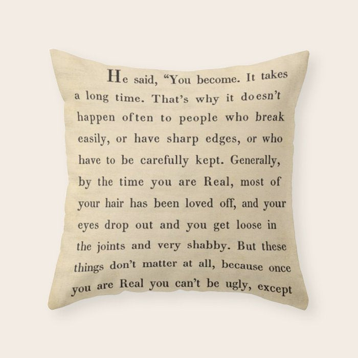 The Velveteen Rabbit Vintage Book Page Literary Quote Throw Pillow Gallery Image 6