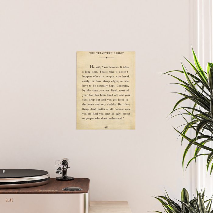 The Velveteen Rabbit Vintage Book Page Literary Quote Poster Gallery Image 2