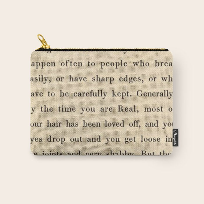 The Velveteen Rabbit Vintage Book Page Literary Quote Carry All Pouch Gallery Image 1