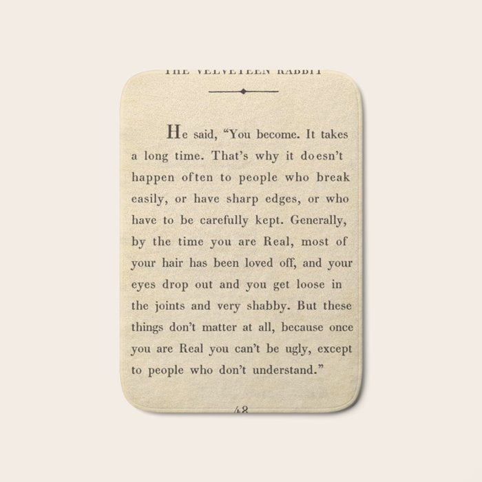 The Velveteen Rabbit Vintage Book Page Literary Quote Bath Mat Gallery Image 1