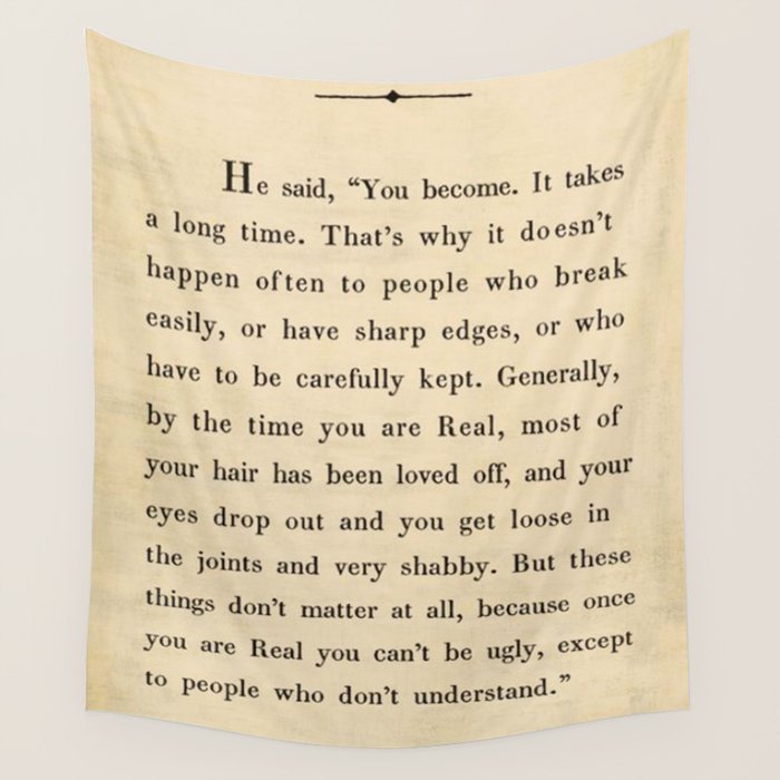 The Velveteen Rabbit Vintage Book Page Literary Quote Wall Tapestry Gallery Image 1