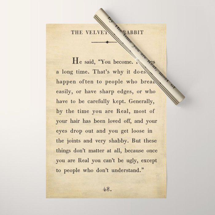 The Velveteen Rabbit Vintage Book Page Literary Quote Wrapping Paper Gallery Image 1