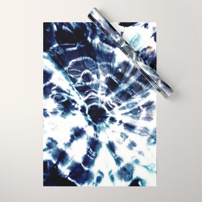 Tie Dye Sunburst Blue Wrapping Paper Gallery Image 1