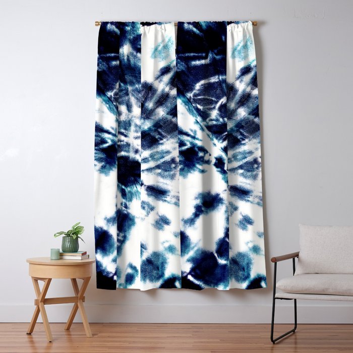 Tie Dye Sunburst Blue Window Curtain Gallery Image 1