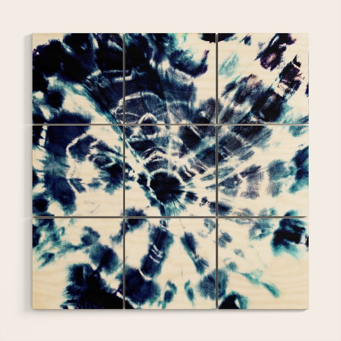 Tie Dye Sunburst Blue Wood Wall Art Gallery Image 1