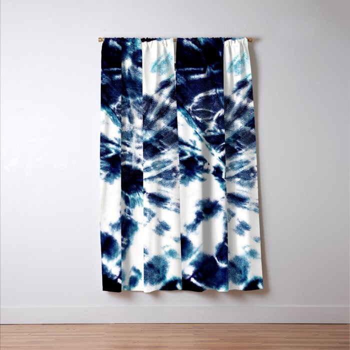 Tie Dye Sunburst Blue Window Curtain Gallery Image 3