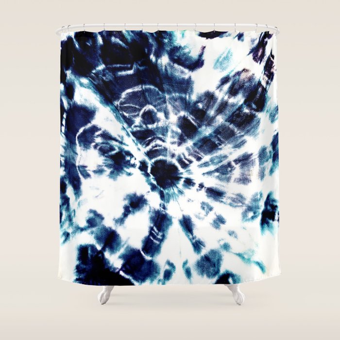 Tie Dye Sunburst Blue Shower Curtain Gallery Image 1