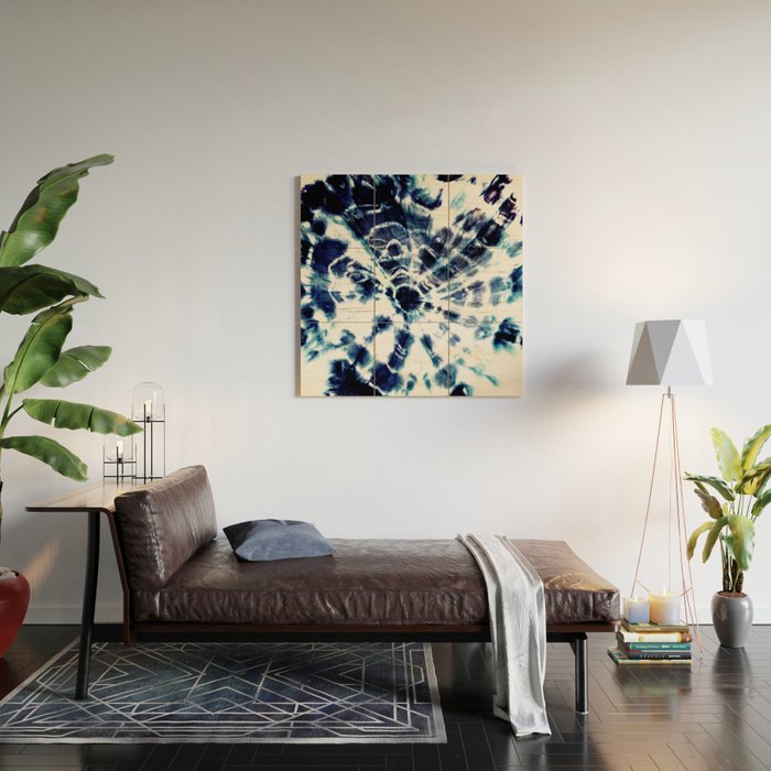 Tie Dye Sunburst Blue Wood Wall Art Gallery Image 2