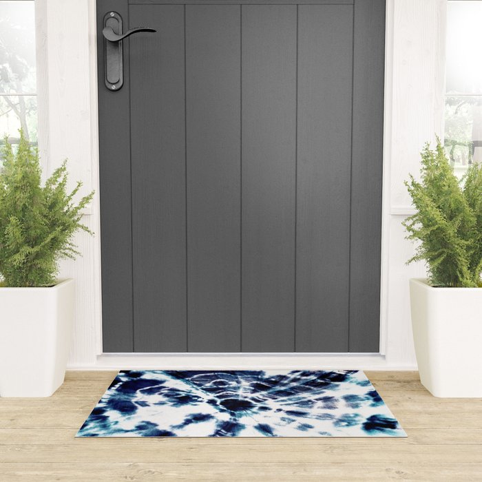Tie Dye Sunburst Blue Welcome Mat Gallery Image 3