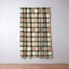 Cozy heirloom Rustic plaid Geometric Gold Navy Window Curtain Gallery Image 3