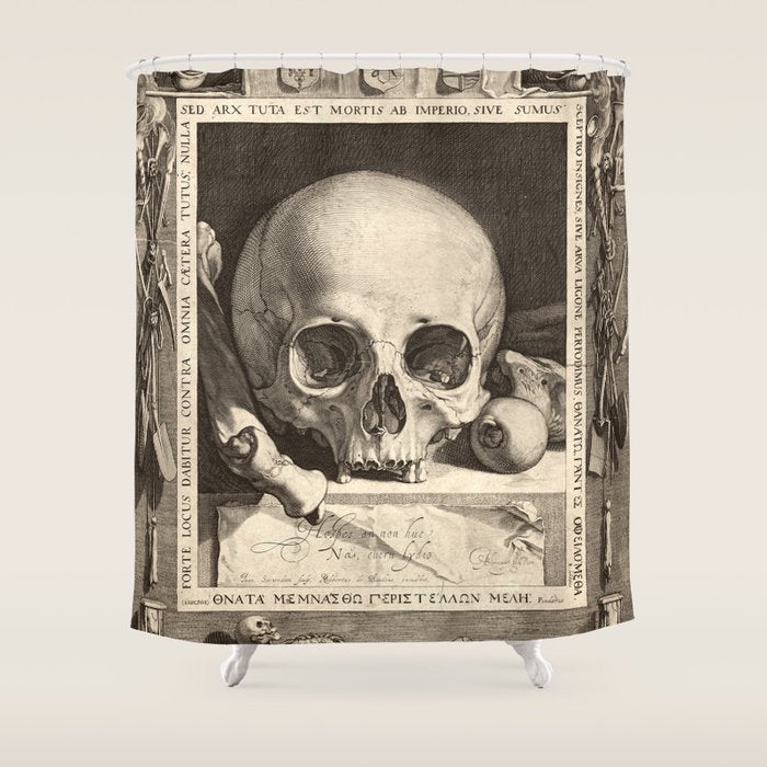 Jan Saenredam - Memento Mori 1575 Shower Curtain Gallery Image 1