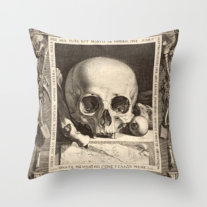 Jan Saenredam - Memento Mori 1575 Throw Pillow Gallery Image 6