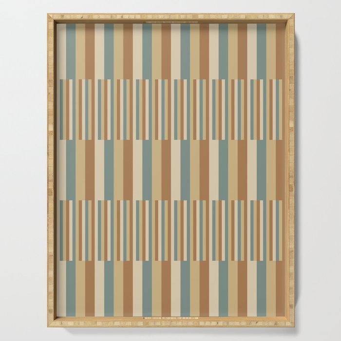 Mixed Stripes Pattern XXIII Natural Boho Serving Tray Gallery Image 1