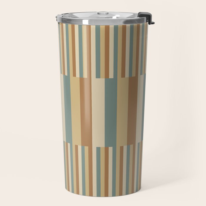 Mixed Stripes Pattern XXIII Natural Boho Travel Mug Gallery Image 2