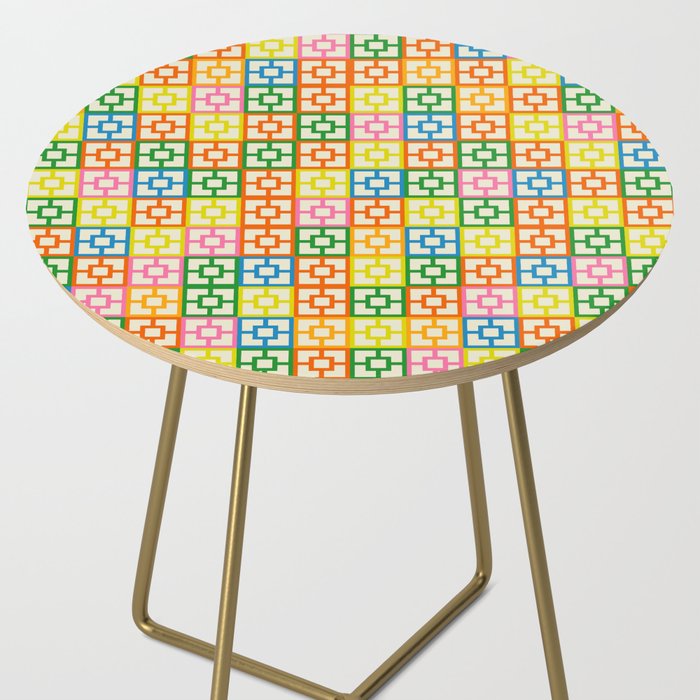 Colorful Mid Century Modern Geometric Breeze Block Pattern Side Table Gallery Image 2