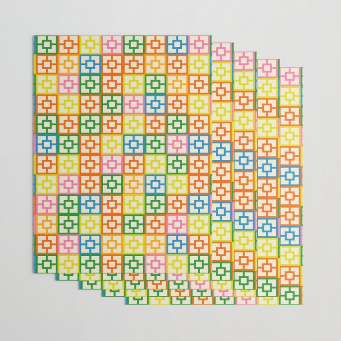 Colorful Mid Century Modern Geometric Breeze Block Pattern Wrapping Paper Gallery Image 3