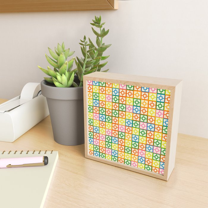 Colorful Mid Century Modern Geometric Breeze Block Pattern Mini Art Print Gallery Image 2
