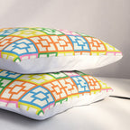 Colorful Mid Century Modern Geometric Breeze Block Pattern Pillow Sham Gallery Image 3