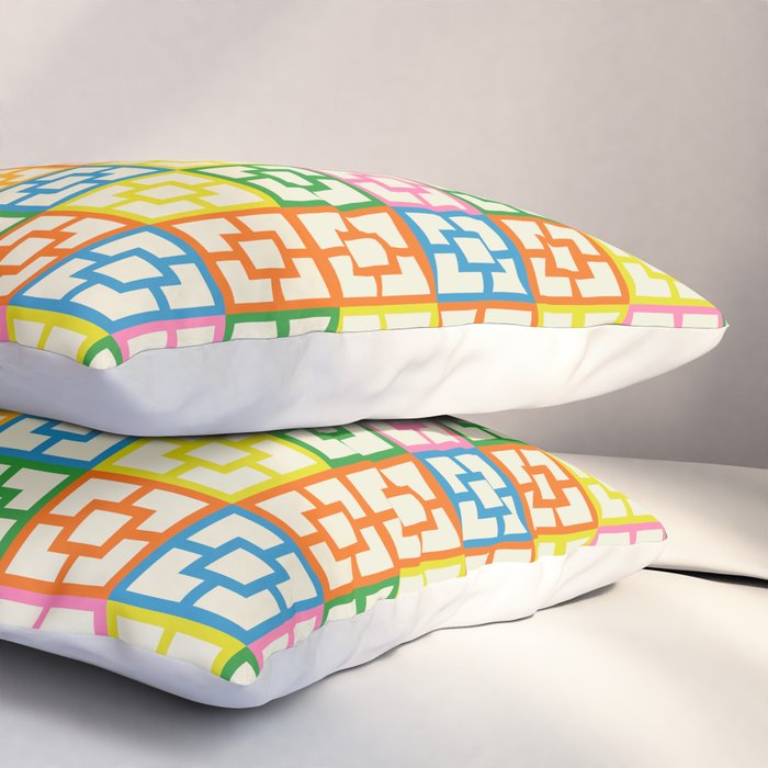 Colorful Mid Century Modern Geometric Breeze Block Pattern Pillow Sham Gallery Image 3