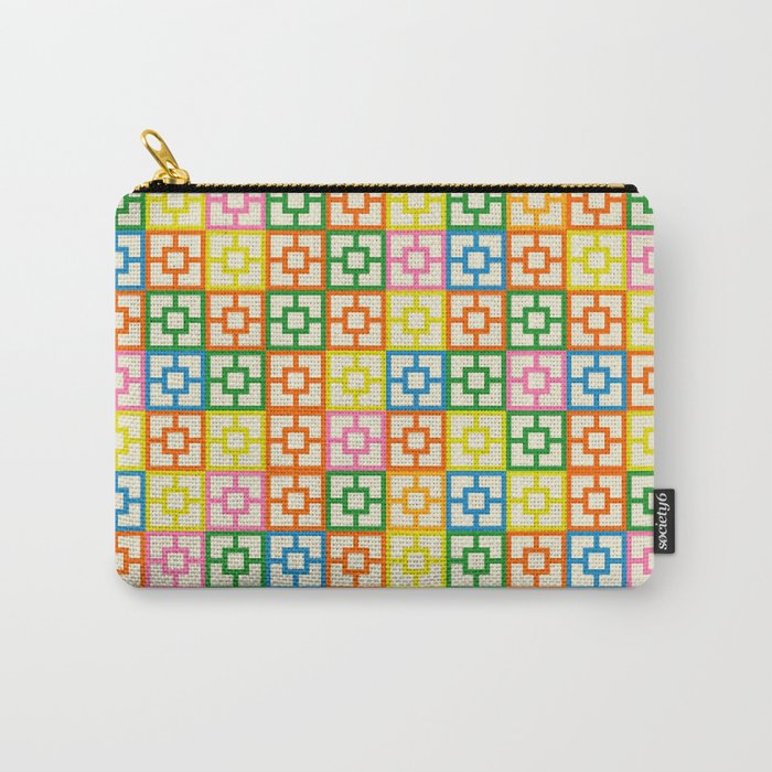 Colorful Mid Century Modern Geometric Breeze Block Pattern Carry All Pouch Gallery Image 1