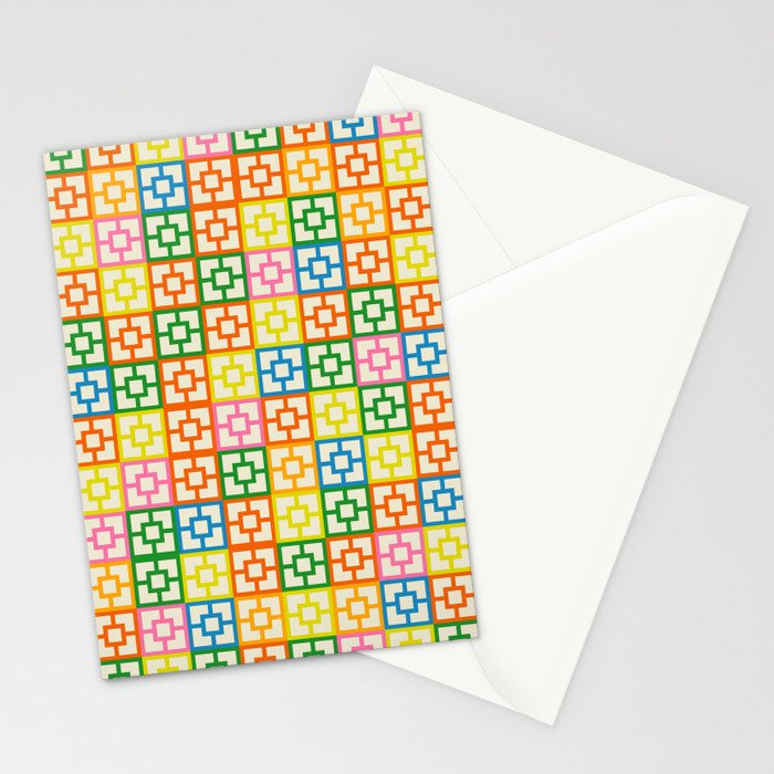 Colorful Mid Century Modern Geometric Breeze Block Pattern Stationery Card Gallery Image 2