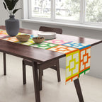 Colorful Mid Century Modern Geometric Breeze Block Pattern Table Runner Gallery Image 2