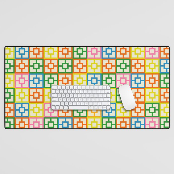 Colorful Mid Century Modern Geometric Breeze Block Pattern Desk Mat Gallery Image 1