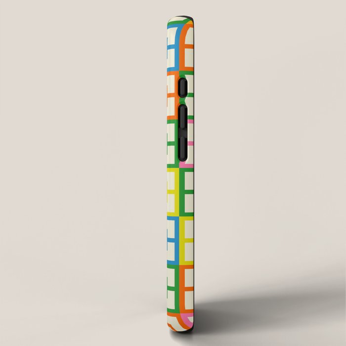 Colorful Mid Century Modern Geometric Breeze Block Pattern iPhone Case Gallery Image 2