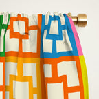 Colorful Mid Century Modern Geometric Breeze Block Pattern Window Curtain Gallery Image 2