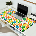 Colorful Mid Century Modern Geometric Breeze Block Pattern Desk Mat Gallery Image 2