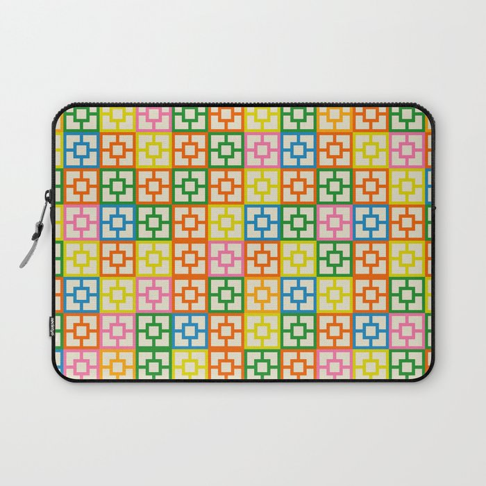 Colorful Mid Century Modern Geometric Breeze Block Pattern Laptop Sleeve Gallery Image 1