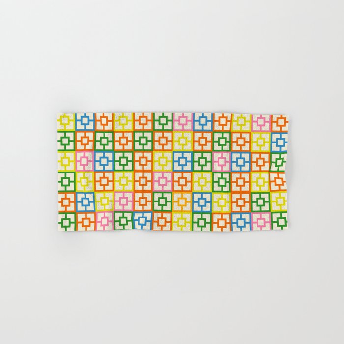 Colorful Mid Century Modern Geometric Breeze Block Pattern Bath Towel Gallery Image 1