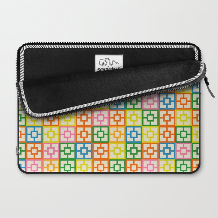 Colorful Mid Century Modern Geometric Breeze Block Pattern Laptop Sleeve Gallery Image 2
