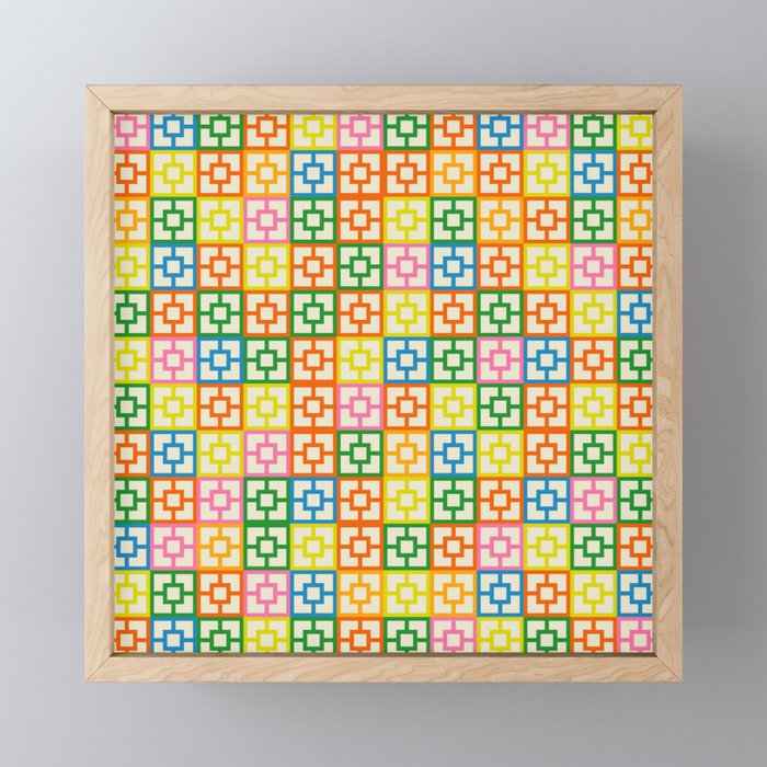 Colorful Mid Century Modern Geometric Breeze Block Pattern Mini Art Print Gallery Image 1