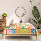 Colorful Mid Century Modern Geometric Breeze Block Pattern Comforter Gallery Image 3