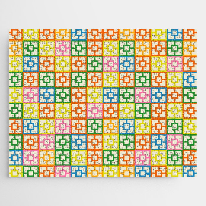 Colorful Mid Century Modern Geometric Breeze Block Pattern Jigsaw Puzzle Gallery Image 1