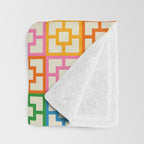 Colorful Mid Century Modern Geometric Breeze Block Pattern Throw Blanket Gallery Image 3
