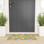 Colorful Mid Century Modern Geometric Breeze Block Pattern Welcome Mat Gallery Image 3