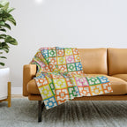 Colorful Mid Century Modern Geometric Breeze Block Pattern Throw Blanket Gallery Image 1