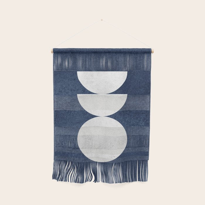 Woodblock navy 2 Mid century modern Wall Hanging Gallery Image 1
