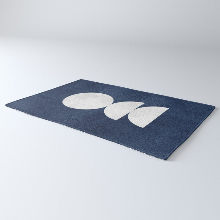 Woodblock navy 2 Mid century modern Rug Gallery Image 3