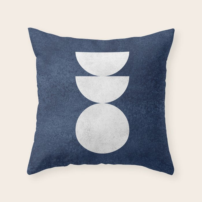 Woodblock navy 2 Mid century modern Throw Pillow Gallery Image 6