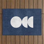 Woodblock navy 2 Mid century modern Outdoor Rug Gallery Image 1