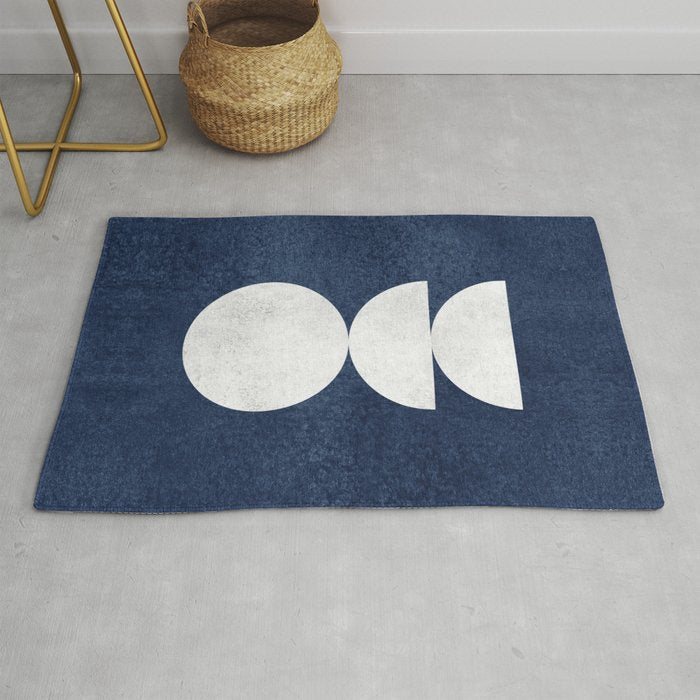 Woodblock navy 2 Mid century modern Rug Gallery Image 1