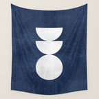 Woodblock navy 2 Mid century modern Wall Tapestry Gallery Image 4