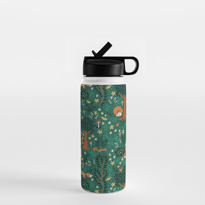 Foxes Playing in the Emerald Forest Water Bottle Gallery Image 1