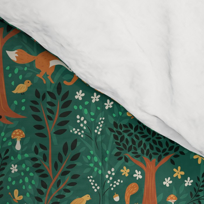 Foxes Playing in the Emerald Forest Comforter Gallery Image 4