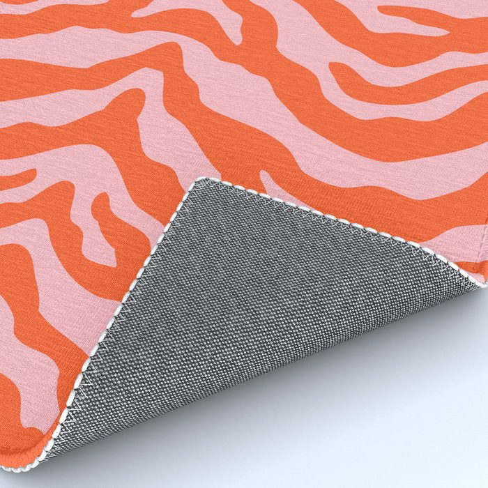 Zebra Wild Animal Print Orange and Pink Rug Gallery Image 4