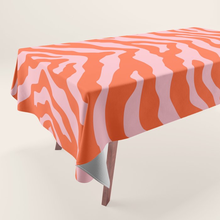 Zebra Wild Animal Print Orange and Pink Tablecloth Gallery Image 1