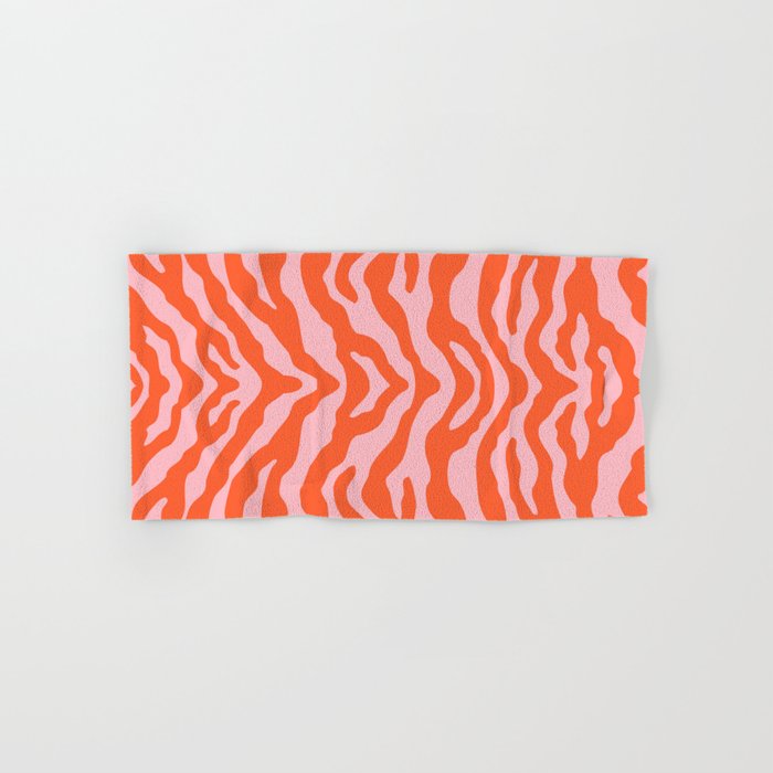 Zebra Wild Animal Print Orange and Pink Hand & Bath Towel Gallery Image 1
